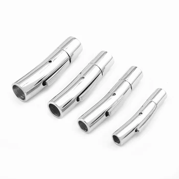 

Stainless Steel Clasp Tube Hooks Connector Snap Lock End Clasp 3mm 4mm 5mm 6mm Leather Cord Bracelet Necklace Jewelry Findings