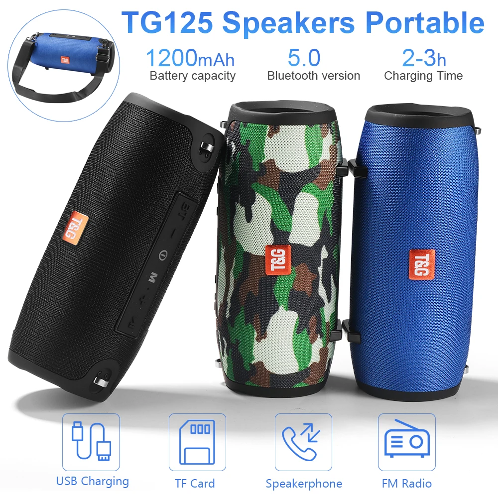 20W High-power Portable Speakers TG125 Outdoor Waterproof Battle Drum Wireless Speaker FM Radio loudspeaker USB Port AUX Input 20W High-power Portable Speakers TG125 Outdoor Waterproof Battle Drum Wireless Speaker FM Radio loudspeaker USB Port AUX Input