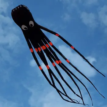 

3D 26ft 8m Single Line Black Octopus POWER Sport Huge Soft Kite Outdoor Toy Software Power Sport Flying Kite Outdoor Easy To Fly