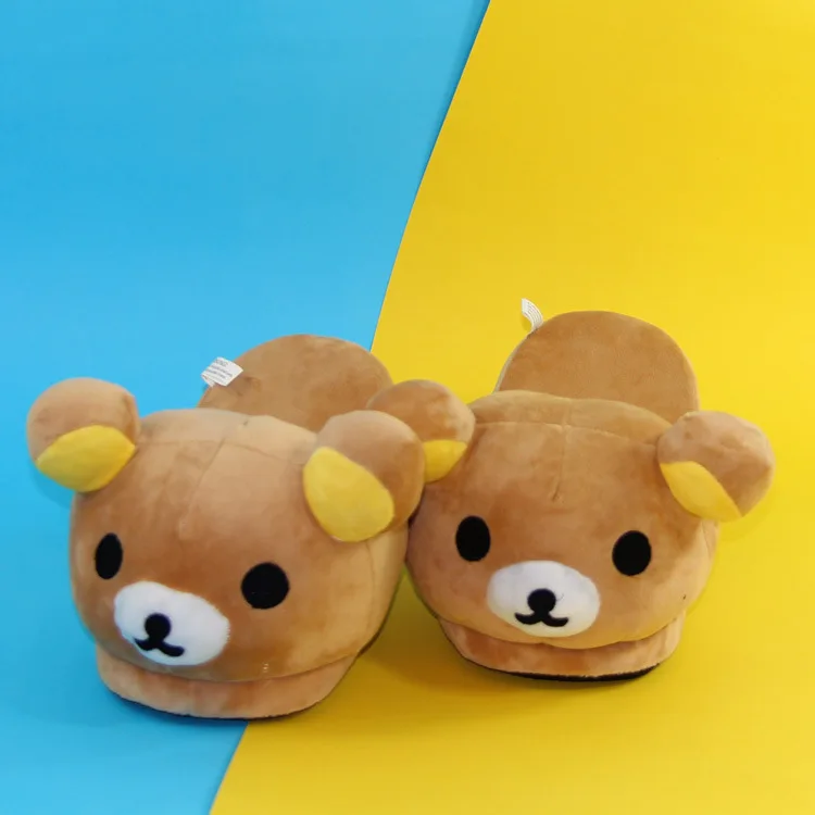 Плюшевые тапочки с рисунком медведя; Rilakkuma; теплые домашние тапочки; домашние тапочки для путешествий; парные тапочки из хлопка
