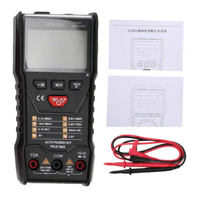 

ET8103 Intelligent Multimeter LCD Backlit Display Portable Digital Voltage Tester for Outdoor multimetro Digital multimeter