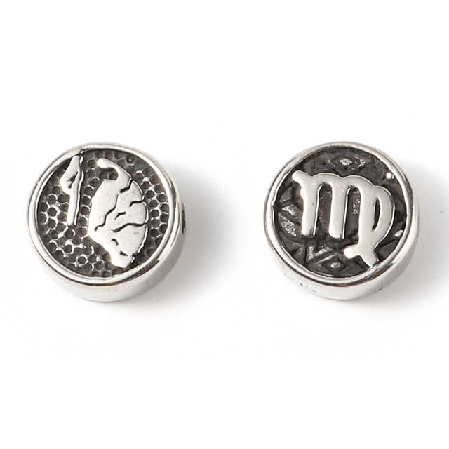 Of Zodiac Constellations Beads Gunmetal Stainless Steel Beads For Jewelry Making Round Taurus Pattern Beads 10mm Dia