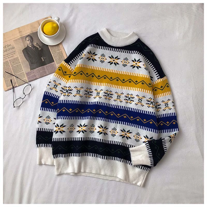 Plus Size Winter Sweater Men Long Sleeve Thick Streetwear Fashion Autumn Winter Sweater Christmas Warm Men Pullover Solid Loose