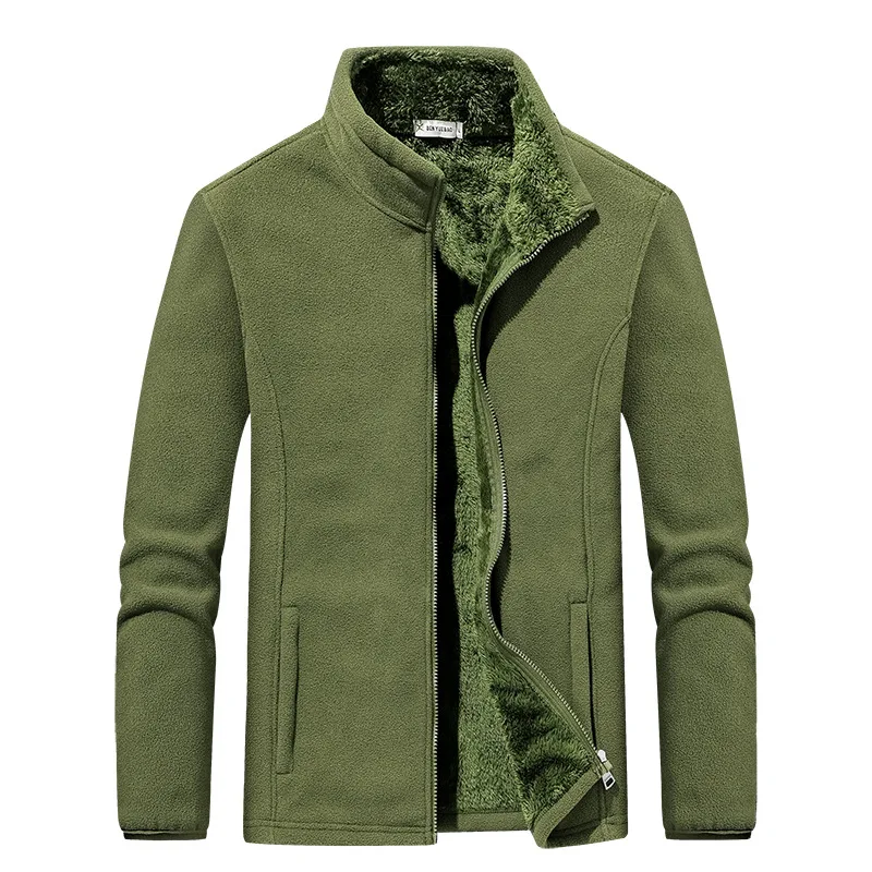 Зимние мужские толстовки, M-5XL, 6XL, флисовые куртки, повседневные, теплые, со стоячим воротником, мужские пальто, утолщенная толстовка, куртка, спортивные костюмы - Цвет: Армейский зеленый
