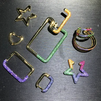 

S925 sterling silver new seven-color star-shaped single ear clip multi-layer temperament trend style ladies silver jewelry