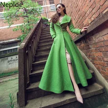 Neploe X-Long, тонкое женское пальто с поясом, однотонное, грациозное, Женское пальто, новинка, осень, модное, с карманами, однобортное, верхняя одежда, 69097