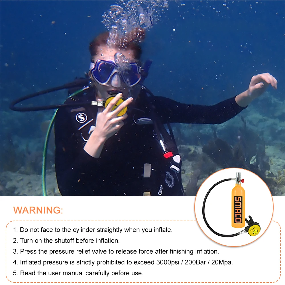 1Л акваланга кислородный цилиндр Дайвинг Воздушный бак респиратор для Акваланга регулятор 15-20 минут емкость подводное плавание