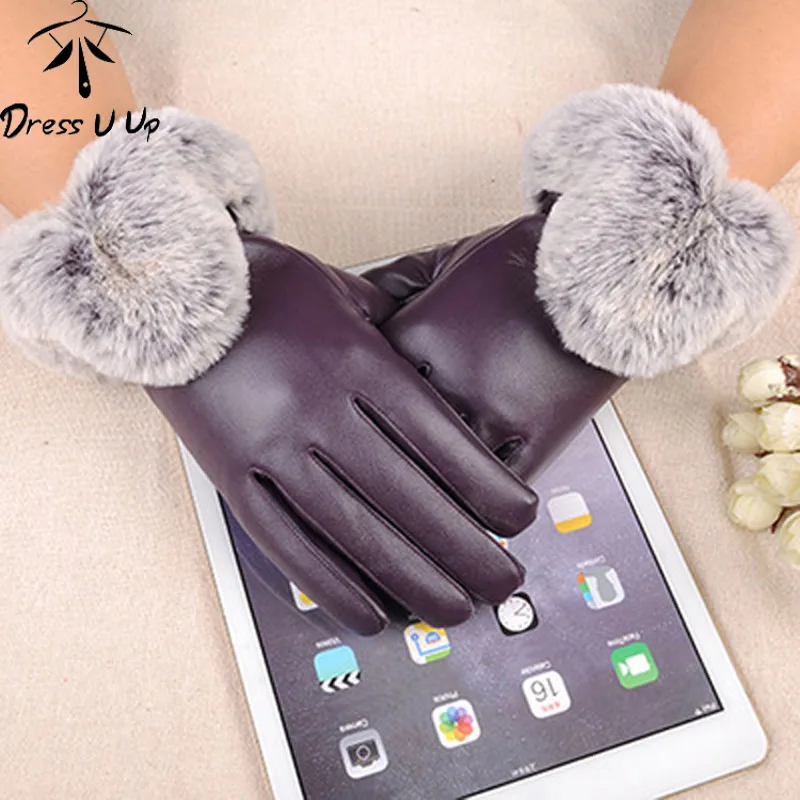 DRESSUUP модные зимние кожаные перчатки сенсорный экран для женщин перчатки коралловые бархатные теплые варежки