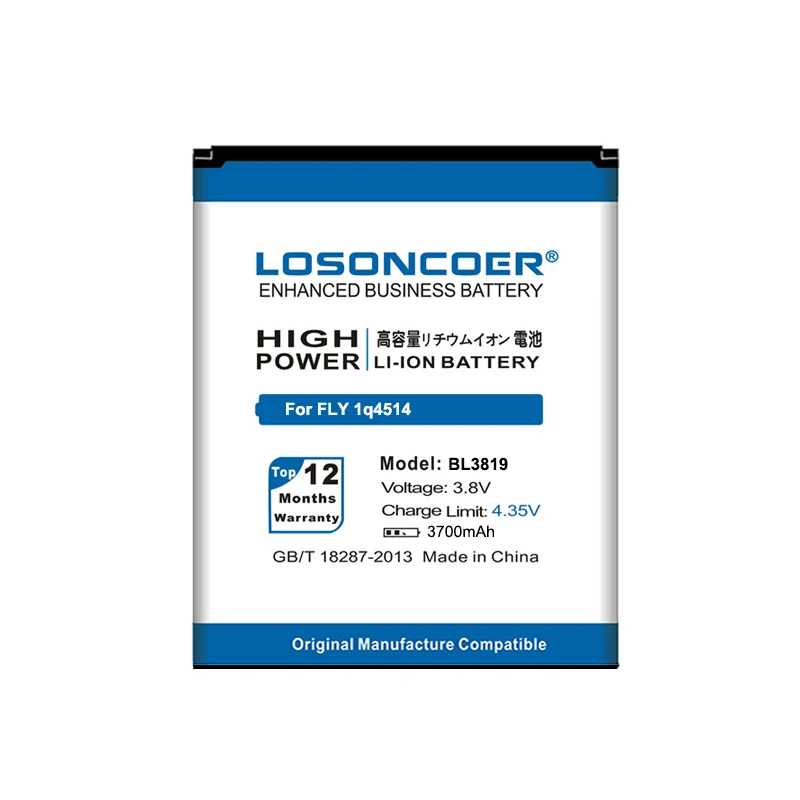 Аккумулятор LOSONCOER BL3819 для FLY ( Fly ) IQ4514 IQ 3700 Quad EVO Tech 4 4514 мАч мобильный телефон|mobile phone