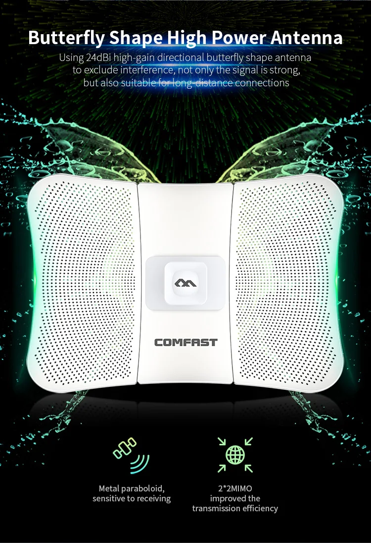 COMFAST CF-E317A 5.8G Wireless Bridge Outdoor 300Mbps Router Signal Booster CPE10KM 2*24dBi  WiFi Repeater Extender Router IP65