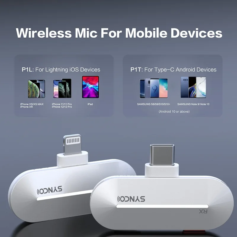 Lavalier Micrófono SmartMic inalámbrico Bluetooth para iPhone y Android,  Micrófono de solapa inalámbrico de 50 pies Micrófono inteligente