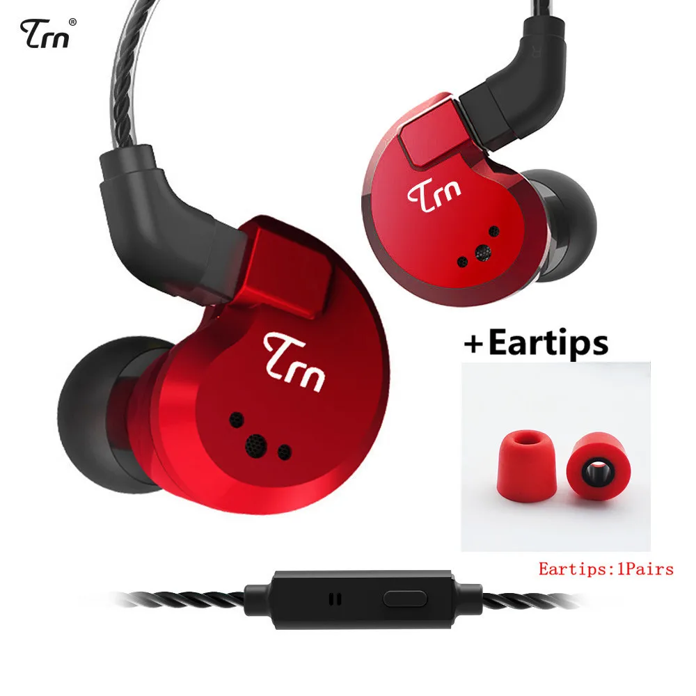 red mic ET TRN V80 2BA+ 2DD гибридные металлические наушники-вкладыши HIFI DJ Monito спортивные наушники для бега ушные наушники гарнитура съемный кабель AS10 \ T2 \ V30 - Цвет: red mic ET