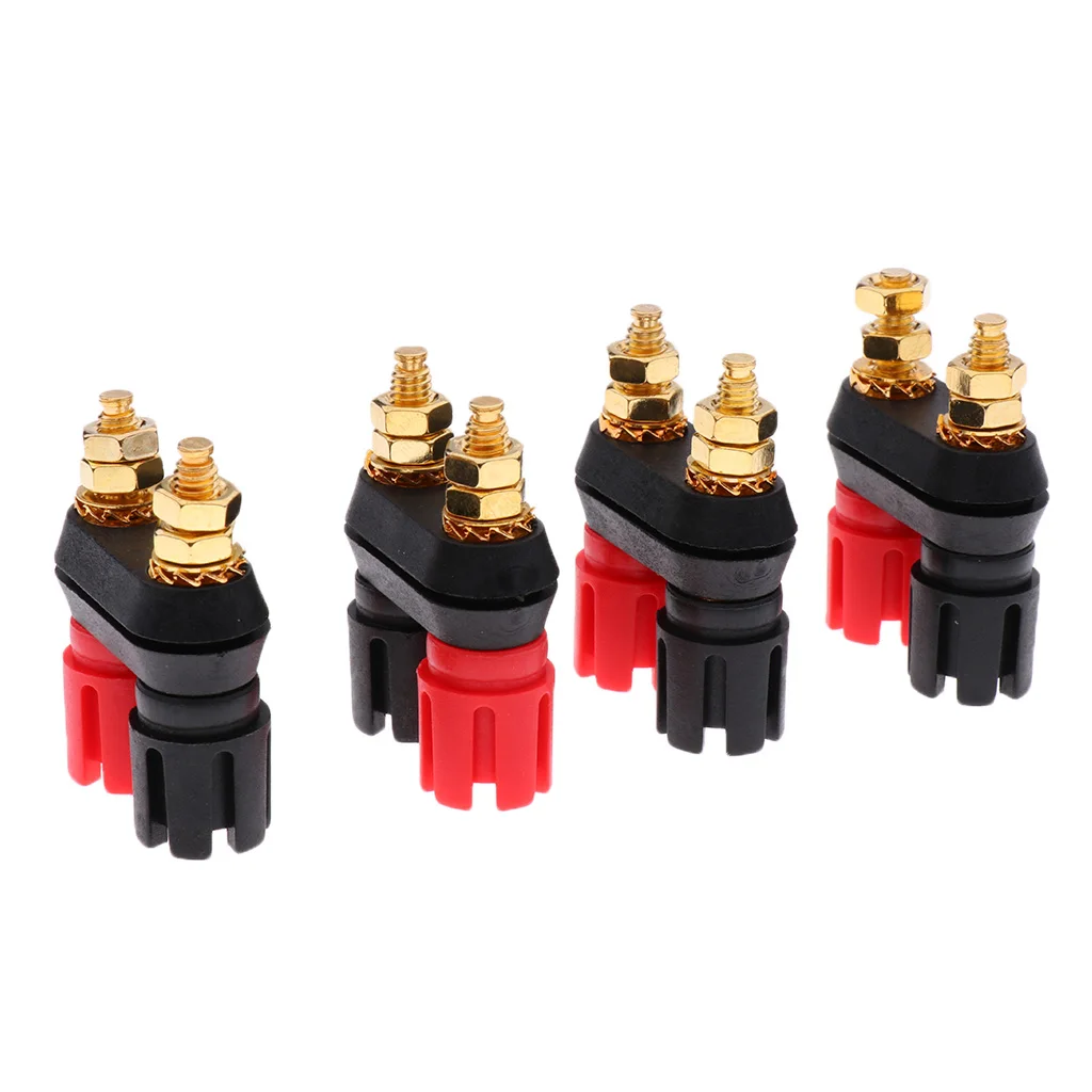4 Pieces Speaker Amplifier Terminal Dual 2-way Banana Plug Jack