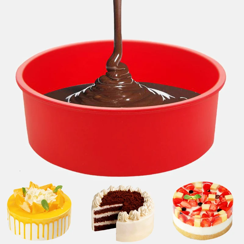 

1pc 8 Inch Round Shape Cake Moulds Baking chocolate Mold Diy Desserts fondant Mousse Pastry Silicone Kitchen Decorating Tools