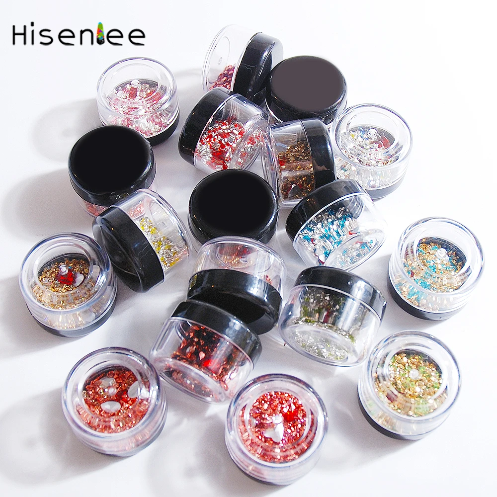 18 Boxes of High Quality Transparent Red Heart-shaped Stone Broken Glass Rhinestones 3D Charm DIY Nail Supplies Decoration