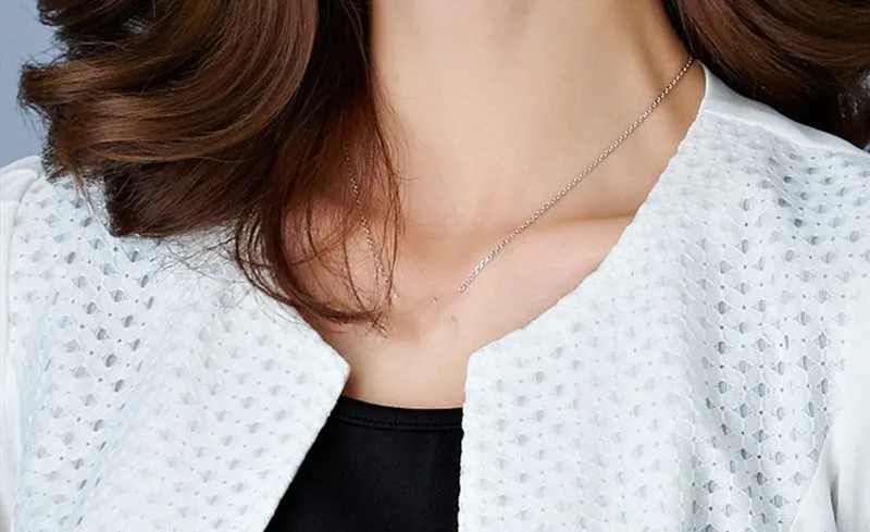 Elegant Women Black White Short Blazers Slim Mesh Pacthwork Transparent Coats Ladies Office Wear Blazer Coat