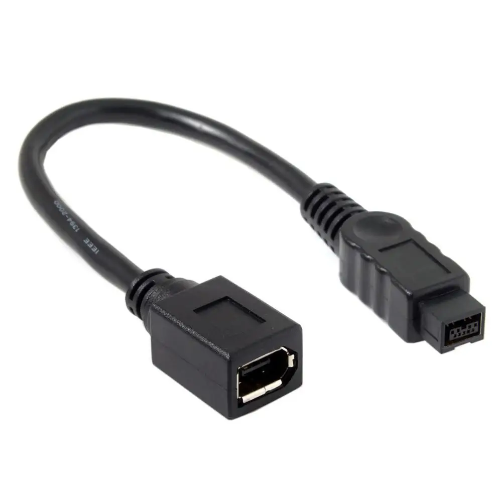 Black IEEE 1394 6PIN Female to 1394b 9PIN male Firewire 400 TO 800 Cable  10cm - AliExpress Consumer Electronics