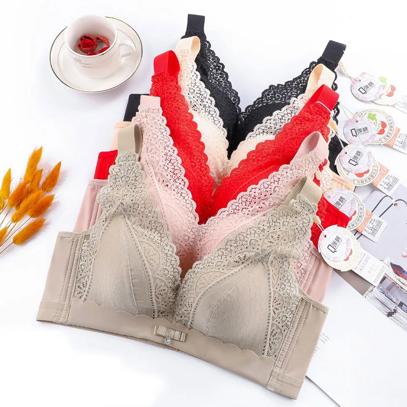 

Thickened and Adjustable Waistcoat Underwear Women's Q-elastic Cotton Breast Small Chest Gathered Sexy No Steel Ring Bra