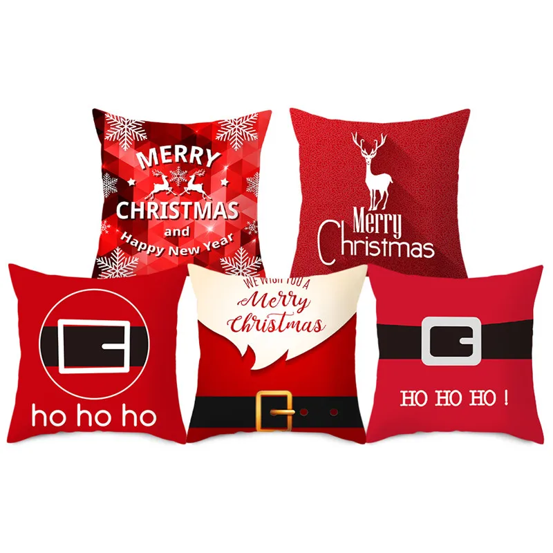 Fuwatacchi New Year Red Cushion Cover Christmas Gift Decorative Pillow Covers for Home Sofa Polyester Throw Pillow Cases 45*45cm