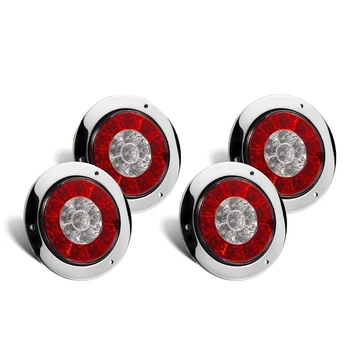 

4Pcs 4 Inch LED Trailer Tail Lights 16 LED Stop Brake Tail Running Reverse Backup Lights Lamps for RV Trailer Trucks