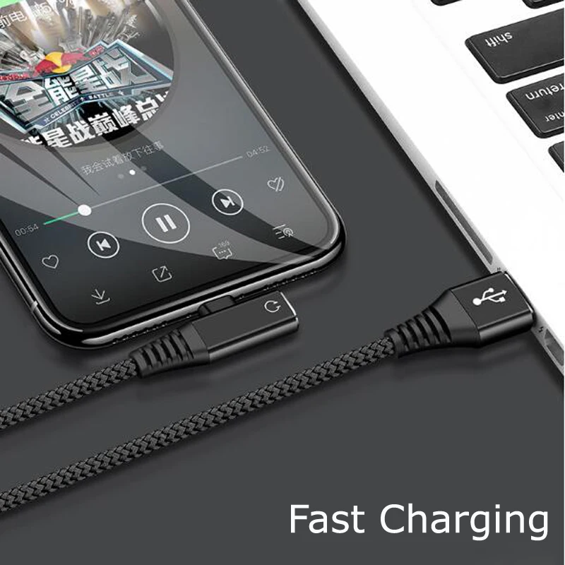 2 in1 аудио зарядный кабель провод для быстрой зарядки для iPhone 7/8 плюс XS Max XR зарядный кабель поддерживает телефонные звонки, музыка гарнитура управления