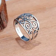 Anillo de dedo hueco de flor para mujer estilo único anillos de boda de fiesta para mujeres Color plata étnico amor anillo de compromiso
