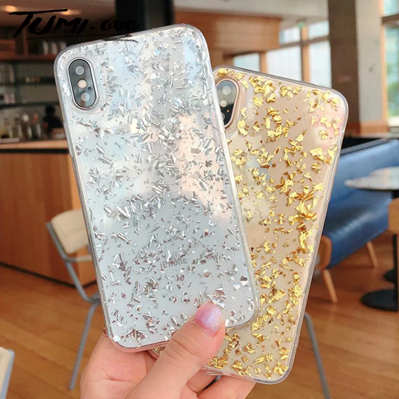 Мягкий силиконовый чехол с золотыми блестками для Samsung Galaxy S6 S7 edge S8 S9 Plus J1 J5 J7 A3 A5 A7