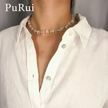 PuRui, колье с прозрачными каменными чипами, ожерелье с белым прозрачным камнем, богемное ожерелье из бисера для женщин, Пляжное ювелирное изделие