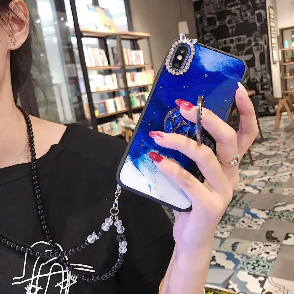 Для samsung Galaxy A80 A90 A70 A60 A50 A50S A30S A40 A30 A20 A10 M40 M10 с модным узором Мягкая подставка со стразами гелевый Чехол для телефона чехол