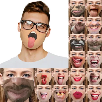 

Adult Men Women Face Masks Sand Exhaust Sunscreen Funny Face Scarf Breathable Cycling Mask Washable Protective Mouth Caps