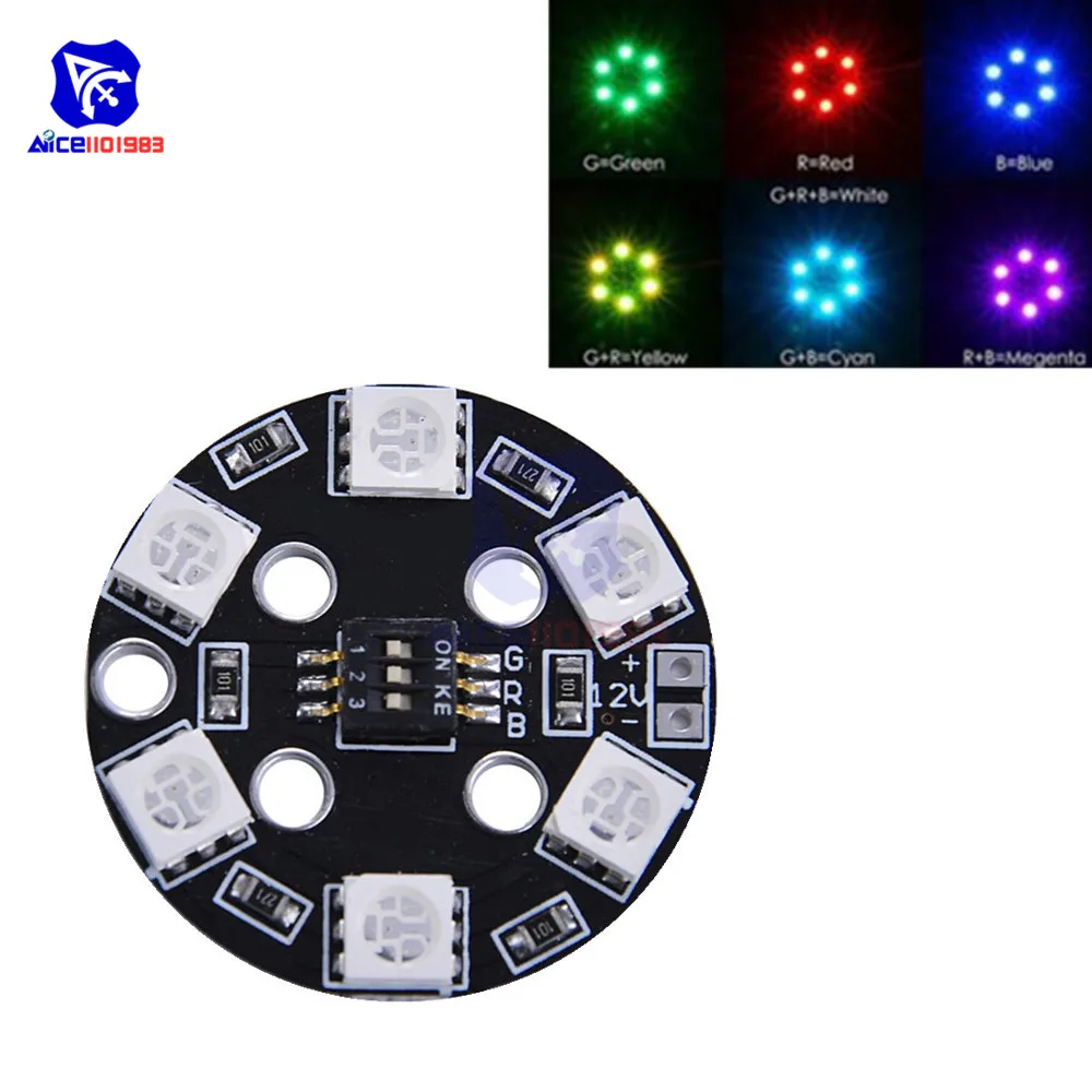 Светодиодная плата diymore RGB 5050 X6/12 В 7 цветов переключатель Круглая для