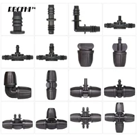 RBCFHI Garden 3/8" To 1/4" Hose Connector 8/11 To 4/7mm Barbed Lock Tee Straight Elbow End Plugs Pipe Adapter Irrigator Fitting 1