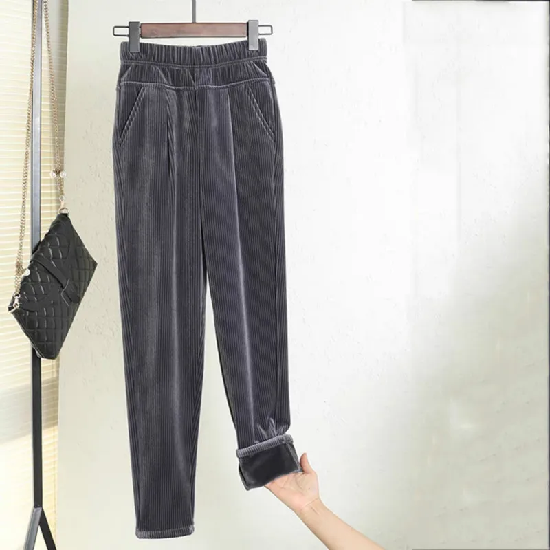 Women Pant Winter Lambskin Cashmere Thick Warm Female Casual Pants Harem Lined Fleece Trousers Sweatpants Y338 | Женская одежда