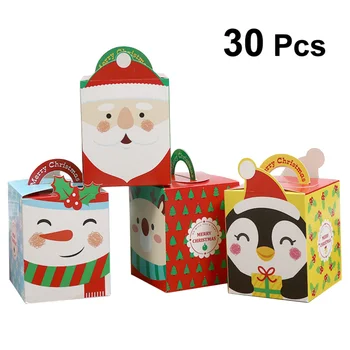 

30PCS Candy Boxes Stylish Chocolate Cases Xmas Theme Pattern Gift Apple Boxes for Home Party Festival Christmas Eve (Random Styl