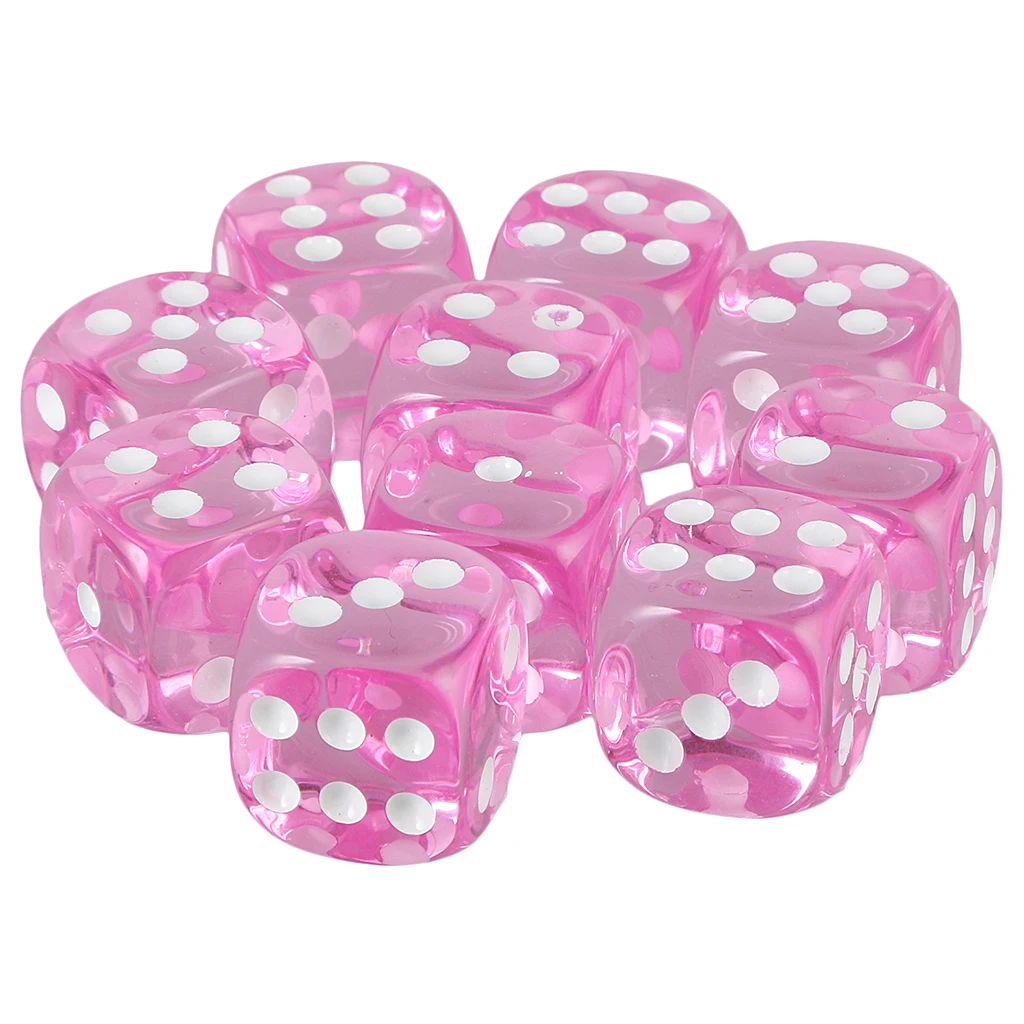 10pcs Acrylic 6 Sided Dices D6 Dice for D&D TRPG Party Board Game Toys
