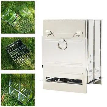 

Camp Stove, Picnic BBQ Cooker, Potable Folding Stainless Steel Backpacking Stove for Outdoor Indoor Garden Backyard Cooking Camp