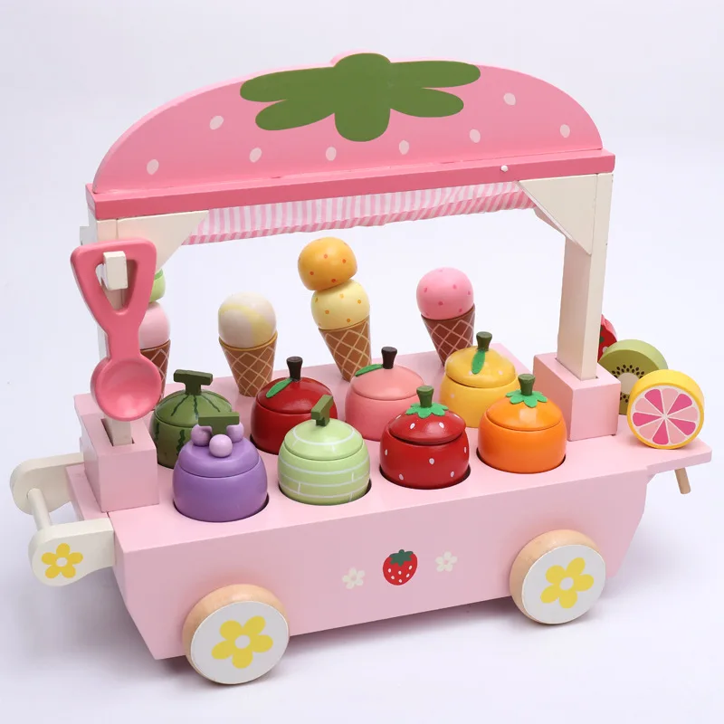 Деревянный игровой домик Модель мороженого Детский жакет из денима для девочки; вагонетки супермаркета игрушка детская тележка для 2 до 6 лет