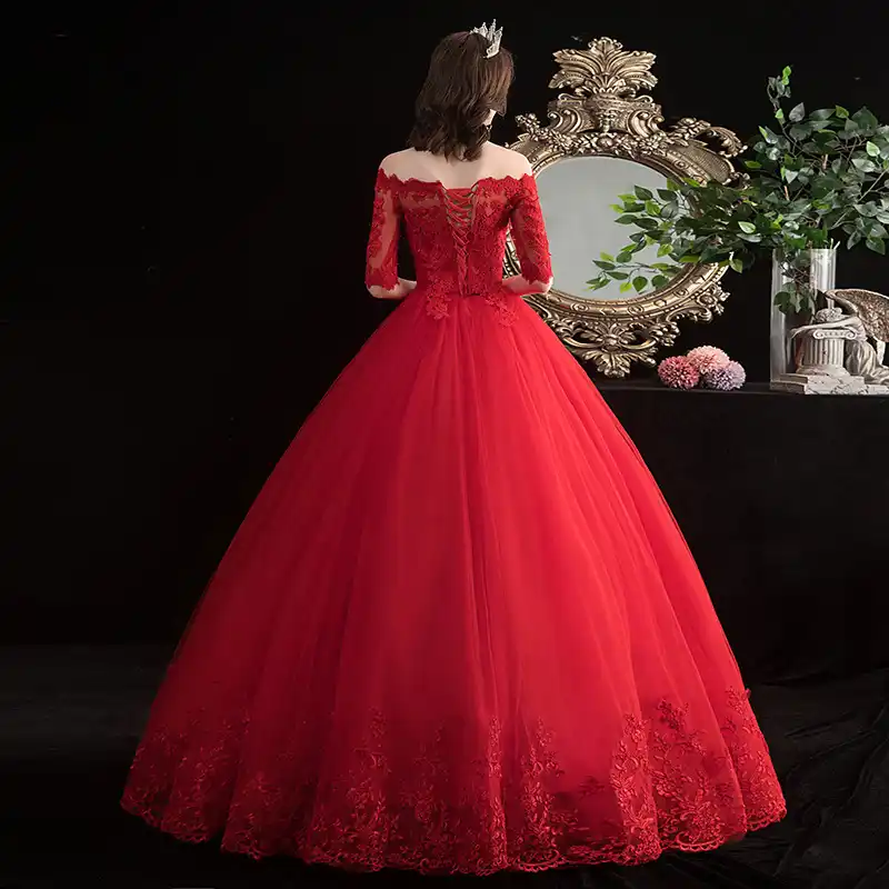 vestido de noiva simples vermelho