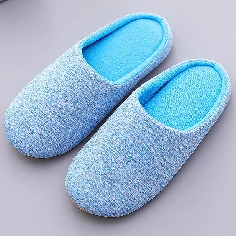 Blue Мужские тапочки для дома размера плюс 45-47 хлопчатобумажная ткань удобные Зимние тапочки Для мужчин из однотонного плюша; Сезон Зима; домашняя обувь для мужчин - Цвет: Blue