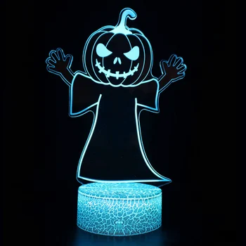 

Halloween 3D Night Light Led Table Lamp 16 Colors Mood Changing with Remote Control for Kids Children Home Gifts Decorations