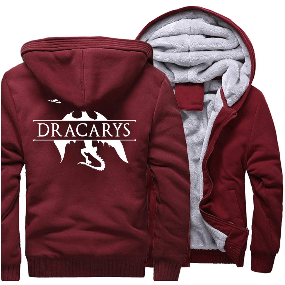 Wine Red 5 Игра престолов Мужская Толстая зимняя Флисовая теплая куртка дракари толстовки пальто Дейенерис дракон Королева куртки Толстовка пальто с капюшоном - Цвет: Wine Red 5