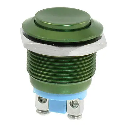 

19mm Mounted Thread Momentary SPST Green Stainless Round Push Button Switch