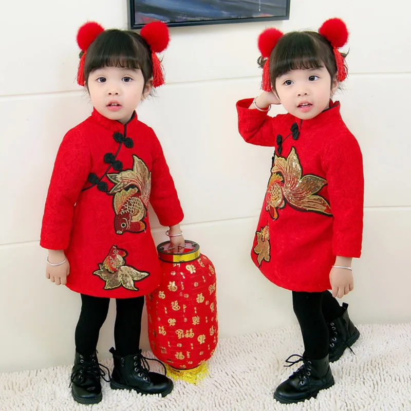 Детское зимнее милое шерстяное бархатное платье принцессы с вышивкой и воротником-стойкой с длинными рукавами