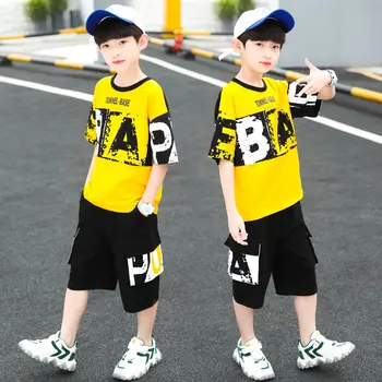 

Boys Clothes Summer Outfits Kids Teenage Boys Cotton Clothing Casual Suit Children Short Sleeve T-Shirt + Shorts Set 8 12 Years