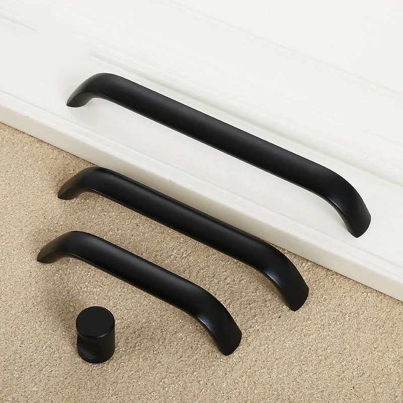 Kitchen Cabinet Handles and Knobs Concise Black Door Handle Wardrobe Kitchen Cabinet Drawer Door Knobs 96mm/128mm/160mm