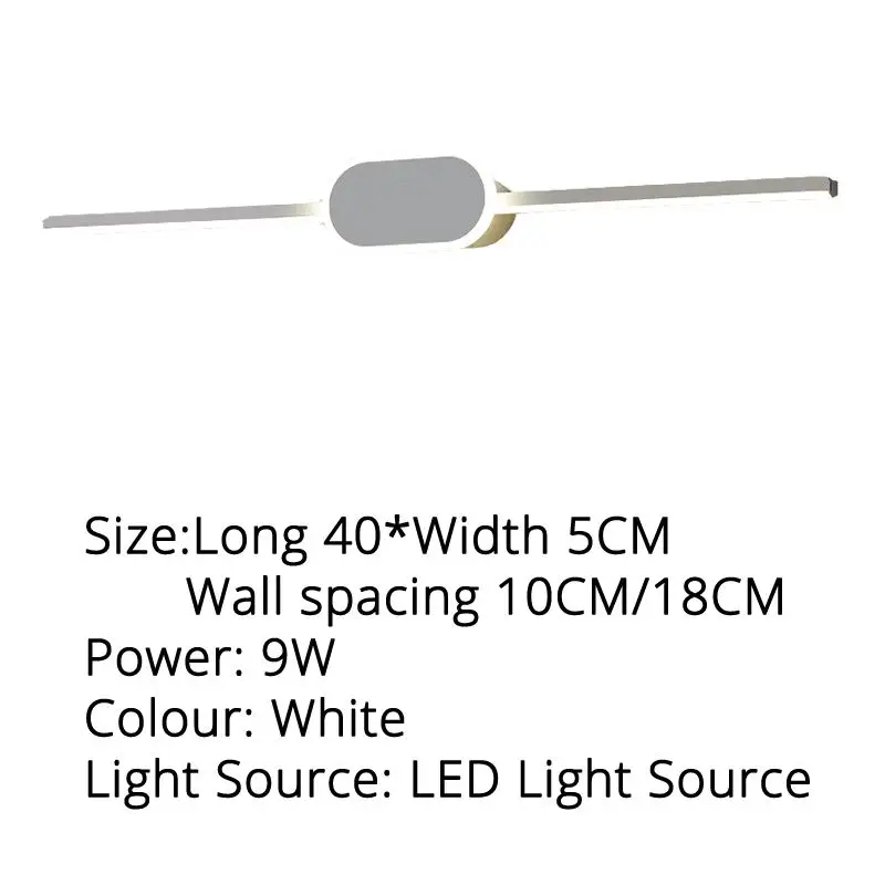Современные светодиодные настенные лампы для ванной комнаты, гостиной, белого и черного цвета, железная Arylic база, внутреннее зеркало, настенные светильники, освещение - Цвет абажура: A White 40x5cm 14w
