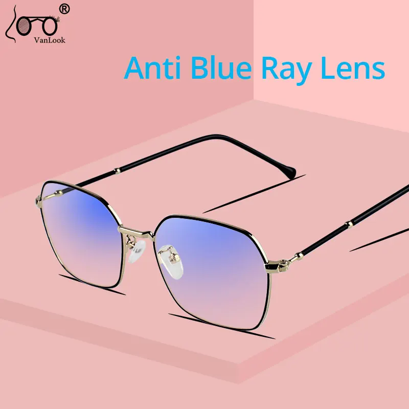 

Women's Anti Blue Ray Computer Glasses Men Blue Light Protective Blocking Eyeglasses Metal Polygon Optical Spectacle Frame UV400