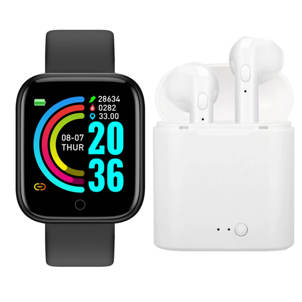 VIP Link Y68 Smart Watch And i7s Wireless Bluetooth Earphones Set