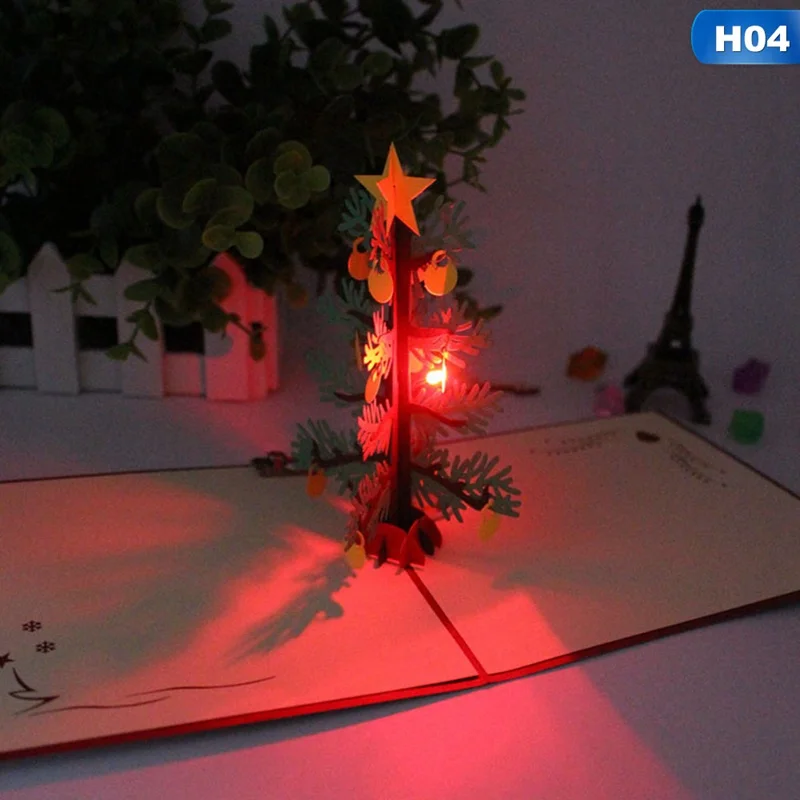 1 шт. 3D лазерный светильник для поздравительных открыток, подарков, бумажных поделок ручной работы на день рождения, Рождество, музыкальная бумажная открытка