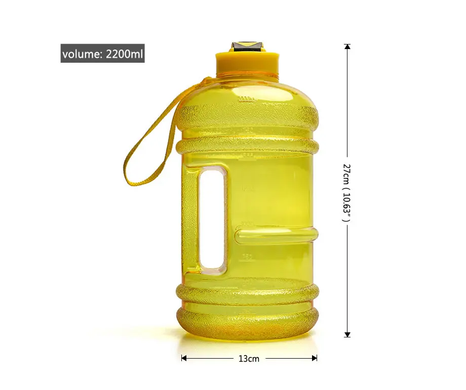Upspirit, 2.2L Тритан, высокая емкость, чайник для воды, гантели, Спортивная бутылка для питья, портативный, для путешествий, протеиновый шейкер, посуда для напитков